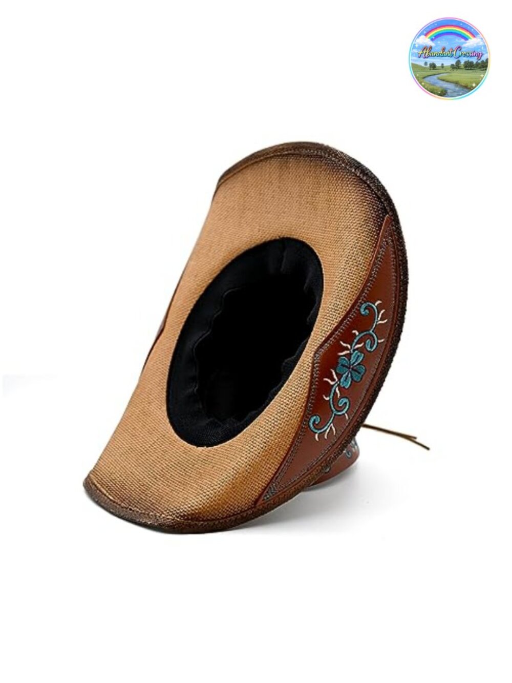 Straw Cowboy Hat with Faux Leather Turquoise Band Woven Sun Hat Western Cowgirl - Picture 3 of 3